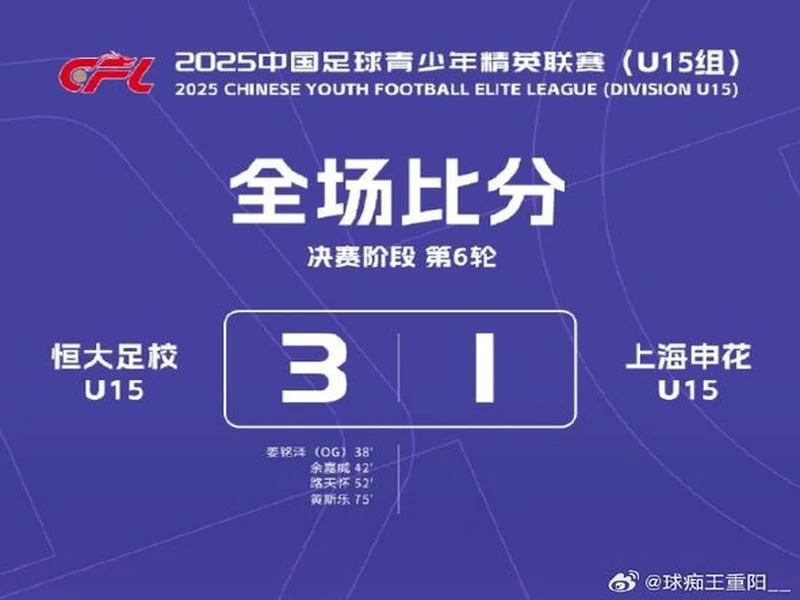 中韩青少年对抗赛：恒大足校追3球4-4仁川联，点球大战5-6惜败